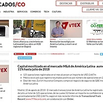 Capital movilizado en el mercado M&A de Amrica Latina  aumenta 11% hasta julio de 2018